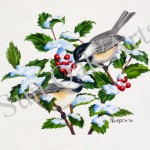 Chickadees on Holly